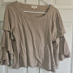 Umgee Taupe Layered Ruffle-Sleeve Top
